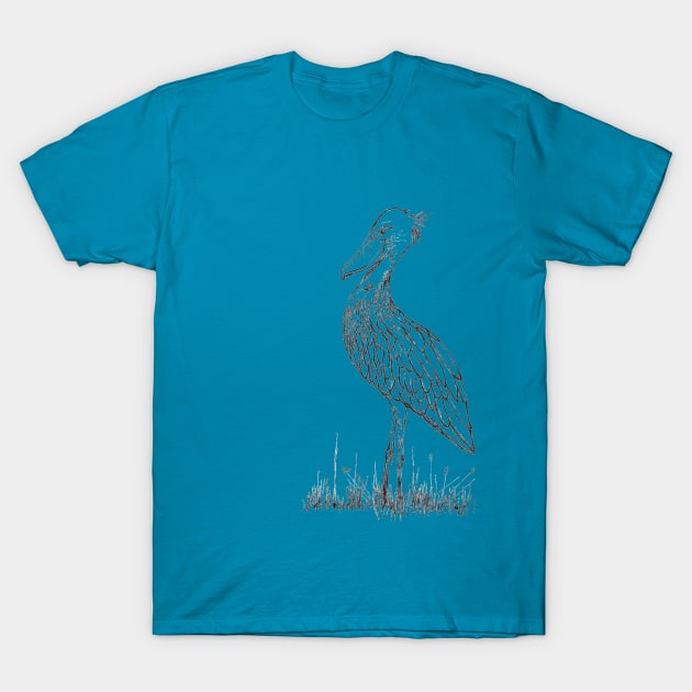 Shoebill (left side) T-Shirt by becksbespokebrooklyn